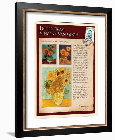 Letter from Vincent: Sunflowers in a Vase-Vincent van Gogh-Framed Giclee Print