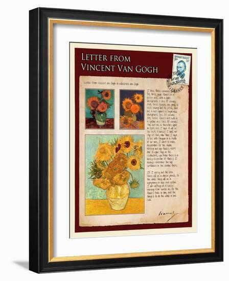 Letter from Vincent: Sunflowers in a Vase-Vincent van Gogh-Framed Giclee Print