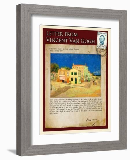 Letter from Vincent: The Yellow House-Vincent van Gogh-Framed Giclee Print