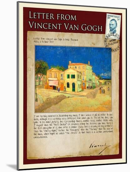 Letter from Vincent: The Yellow House-Vincent van Gogh-Mounted Giclee Print