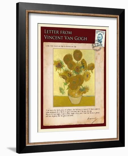 Letter from Vincent: Vase with Fourteen Sunflowers-Vincent van Gogh-Framed Giclee Print