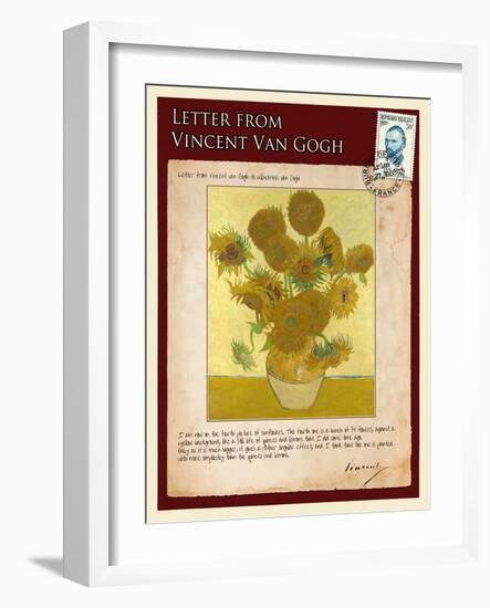 Letter from Vincent: Vase with Fourteen Sunflowers-Vincent van Gogh-Framed Giclee Print