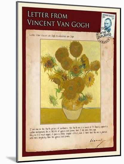 Letter from Vincent: Vase with Fourteen Sunflowers-Vincent van Gogh-Mounted Giclee Print