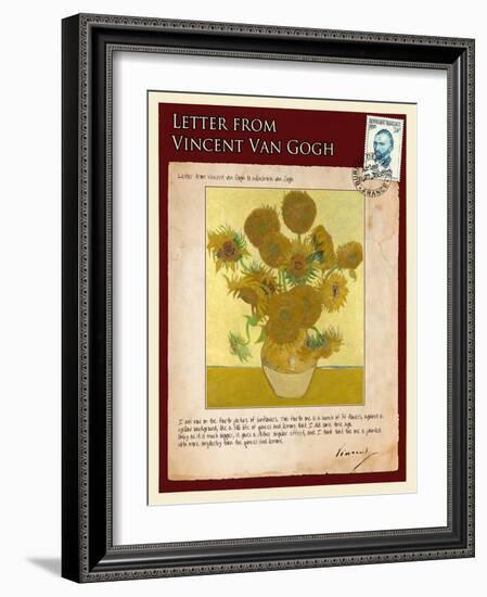 Letter from Vincent: Vase with Fourteen Sunflowers-Vincent van Gogh-Framed Giclee Print