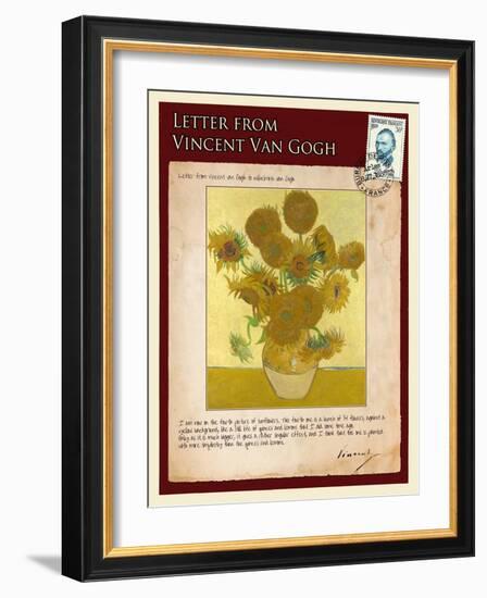 Letter from Vincent: Vase with Fourteen Sunflowers-Vincent van Gogh-Framed Giclee Print