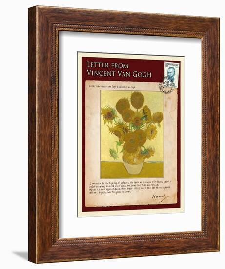 Letter from Vincent: Vase with Fourteen Sunflowers-Vincent van Gogh-Framed Giclee Print