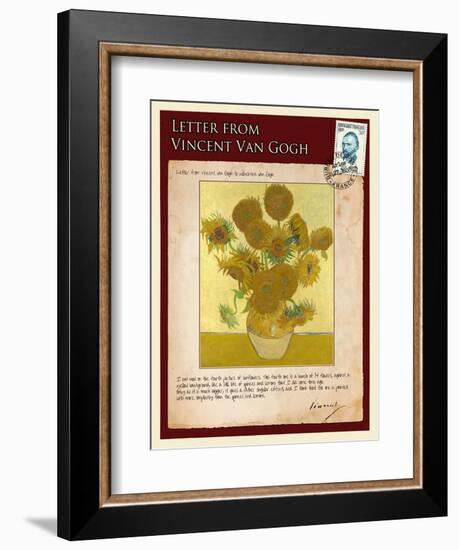 Letter from Vincent: Vase with Fourteen Sunflowers-Vincent van Gogh-Framed Giclee Print