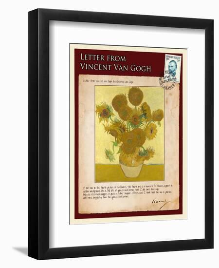 Letter from Vincent: Vase with Fourteen Sunflowers-Vincent van Gogh-Framed Giclee Print