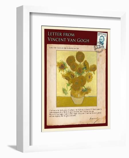 Letter from Vincent: Vase with Fourteen Sunflowers-Vincent van Gogh-Framed Giclee Print