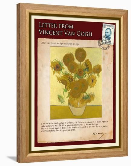 Letter from Vincent: Vase with Fourteen Sunflowers-Vincent van Gogh-Framed Premier Image Canvas