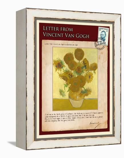 Letter from Vincent: Vase with Fourteen Sunflowers-Vincent van Gogh-Framed Premier Image Canvas