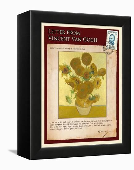 Letter from Vincent: Vase with Fourteen Sunflowers-Vincent van Gogh-Framed Premier Image Canvas