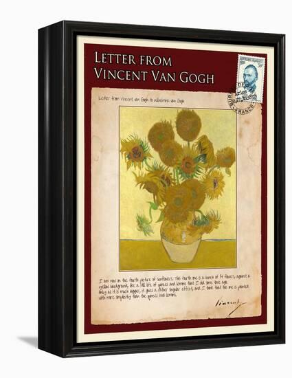 Letter from Vincent: Vase with Fourteen Sunflowers-Vincent van Gogh-Framed Premier Image Canvas