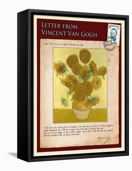 Letter from Vincent: Vase with Fourteen Sunflowers-Vincent van Gogh-Framed Premier Image Canvas