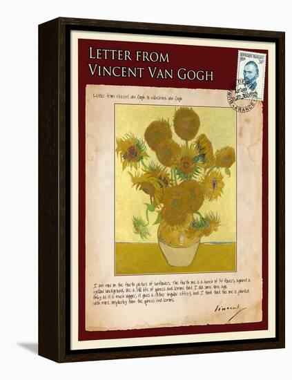 Letter from Vincent: Vase with Fourteen Sunflowers-Vincent van Gogh-Framed Premier Image Canvas