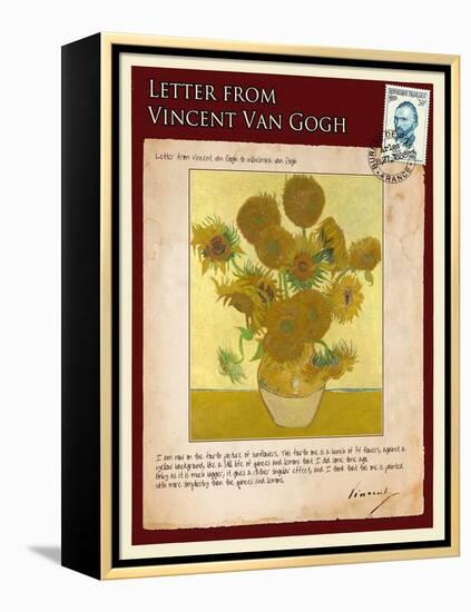 Letter from Vincent: Vase with Fourteen Sunflowers-Vincent van Gogh-Framed Premier Image Canvas