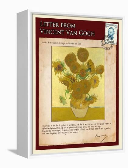 Letter from Vincent: Vase with Fourteen Sunflowers-Vincent van Gogh-Framed Premier Image Canvas