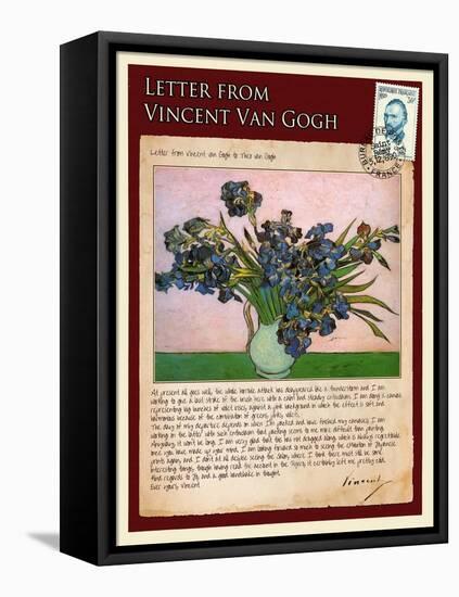 Letter from Vincent: Vase with Irises-Vincent van Gogh-Framed Premier Image Canvas