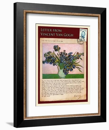 Letter from Vincent: Vase with Irises-Vincent van Gogh-Framed Giclee Print