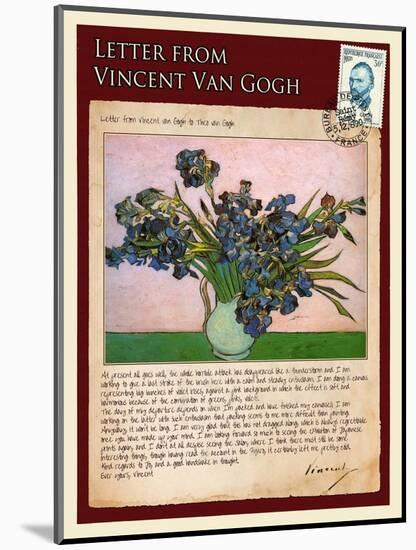 Letter from Vincent: Vase with Irises-Vincent van Gogh-Mounted Giclee Print