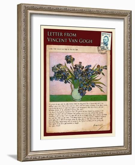 Letter from Vincent: Vase with Irises-Vincent van Gogh-Framed Giclee Print