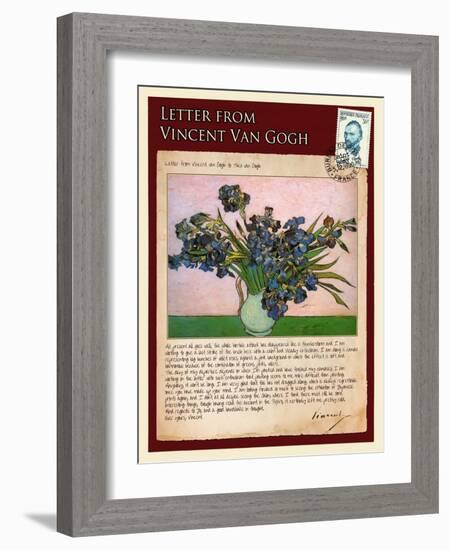 Letter from Vincent: Vase with Irises-Vincent van Gogh-Framed Giclee Print