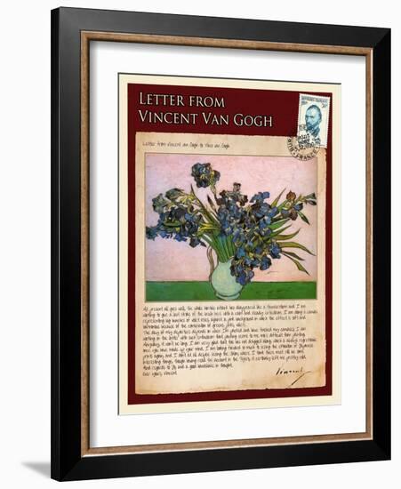 Letter from Vincent: Vase with Irises-Vincent van Gogh-Framed Giclee Print