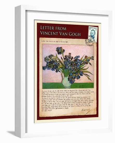 Letter from Vincent: Vase with Irises-Vincent van Gogh-Framed Giclee Print