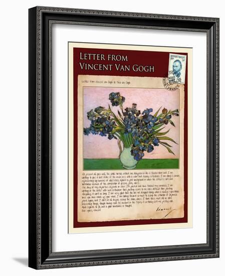 Letter from Vincent: Vase with Irises-Vincent van Gogh-Framed Giclee Print