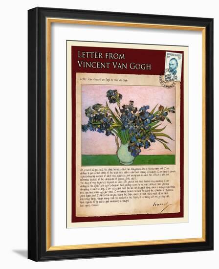 Letter from Vincent: Vase with Irises-Vincent van Gogh-Framed Giclee Print