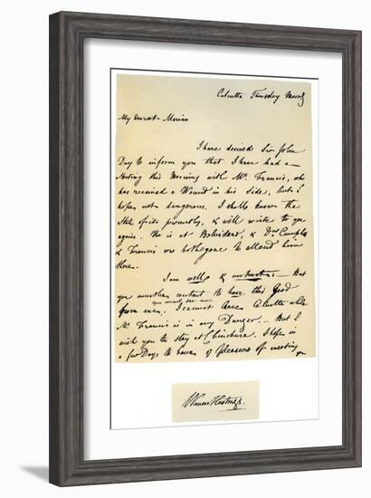 Letter from Warren Hastings, Governor-General of Bengal to His Wife, 17th August 1780-Warren Hastings-Framed Giclee Print