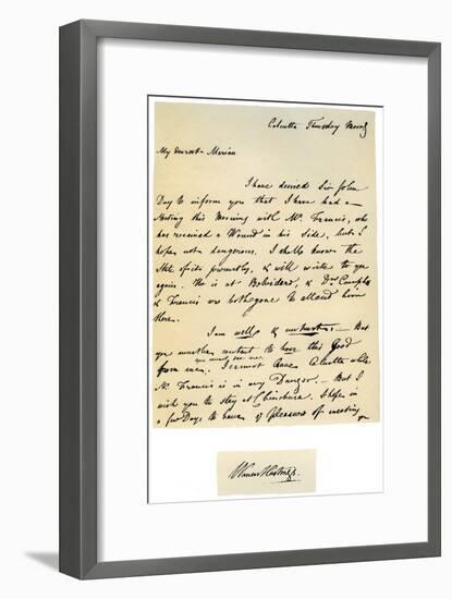 Letter from Warren Hastings, Governor-General of Bengal to His Wife, 17th August 1780-Warren Hastings-Framed Giclee Print