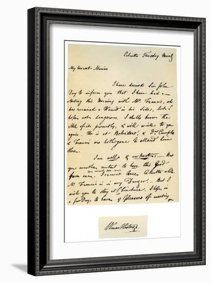 Letter from Warren Hastings, Governor-General of Bengal to His Wife, 17th August 1780-Warren Hastings-Framed Giclee Print