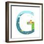 Letter G of the Latin Alphabet Funny Cartoon ABC for Children. for Children Boys and Girls with Cit-Popmarleo-Framed Art Print