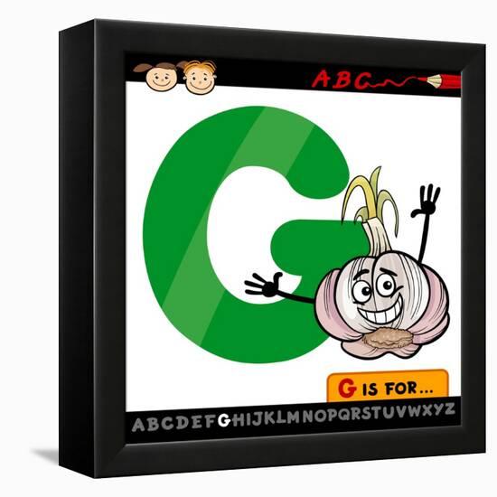 Letter G With Garlic Cartoon Illustration-Igor Zakowski-Framed Stretched Canvas