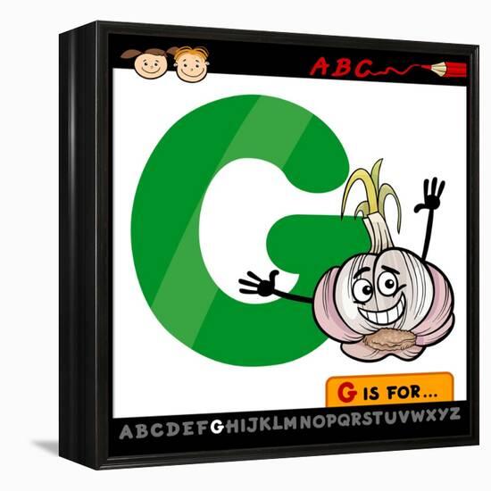 Letter G With Garlic Cartoon Illustration-Igor Zakowski-Framed Stretched Canvas