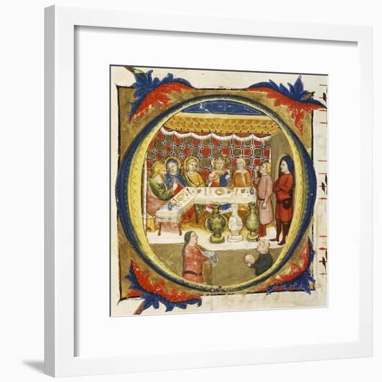 Letter O Depicting the Supper at Emmaus, from an Illuminated Coral by Turone-null-Framed Giclee Print