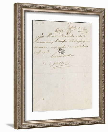 Letter of Cardinal De Rohan Louis Xvi, June 2, 1786-null-Framed Giclee Print