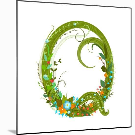 Letter Q Floral Latin Decorative Character Alphabet Lettering Sign. Colorful Hand Drawn Blooming Fl-Popmarleo-Mounted Art Print