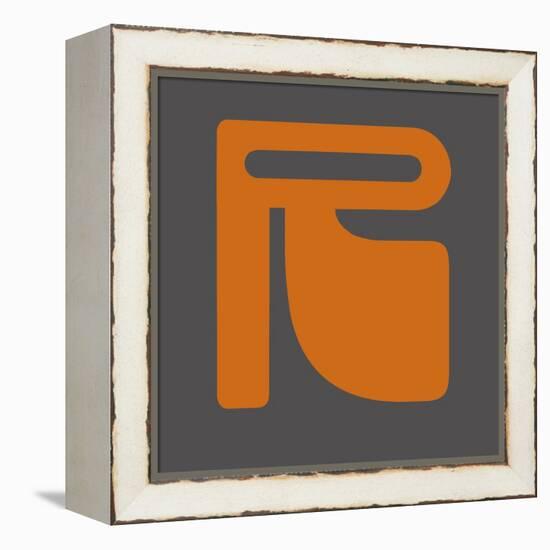 Letter R Orange-NaxArt-Framed Stretched Canvas