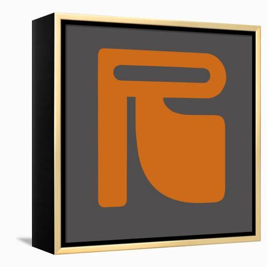 Letter R Orange-NaxArt-Framed Stretched Canvas