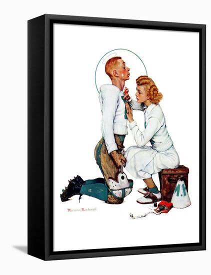 "Letter Sweater" (boy & girl), November 19,1938-Norman Rockwell-Framed Premier Image Canvas