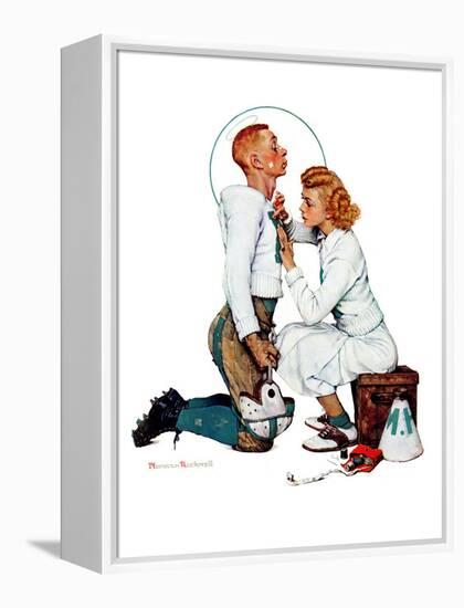 "Letter Sweater" (boy & girl), November 19,1938-Norman Rockwell-Framed Premier Image Canvas