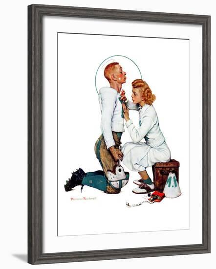 "Letter Sweater" (boy & girl), November 19,1938-Norman Rockwell-Framed Giclee Print