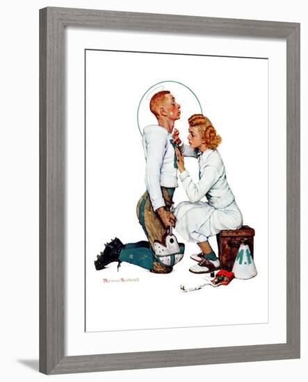 "Letter Sweater" (boy & girl), November 19,1938-Norman Rockwell-Framed Giclee Print