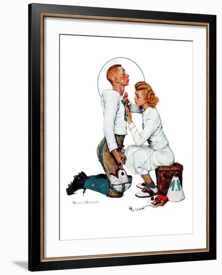 "Letter Sweater" (boy & girl), November 19,1938-Norman Rockwell-Framed Giclee Print