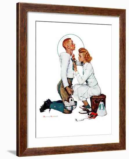 "Letter Sweater" (boy & girl), November 19,1938-Norman Rockwell-Framed Giclee Print