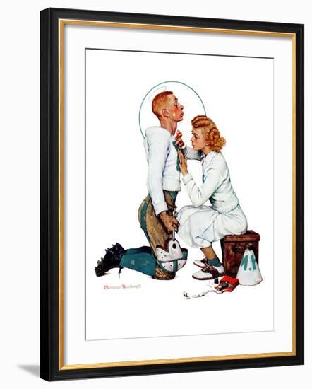 "Letter Sweater" (boy & girl), November 19,1938-Norman Rockwell-Framed Giclee Print