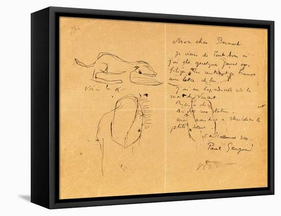 Letter to Emile Bernard with Three Ink Sketches, Noting the Death of 'Vincent', Tahiti, 1890S-Emile Bernard-Framed Premier Image Canvas