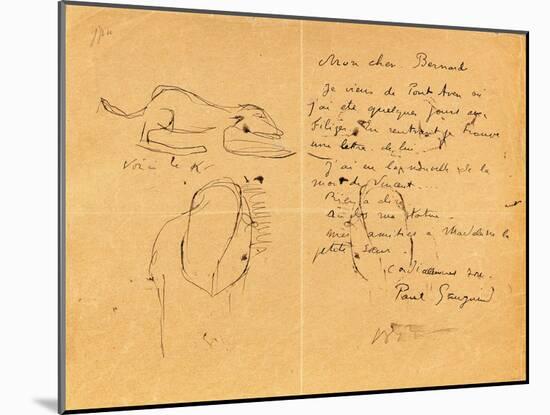 Letter to Emile Bernard with Three Ink Sketches, Noting the Death of 'Vincent', Tahiti, 1890S-Emile Bernard-Mounted Giclee Print